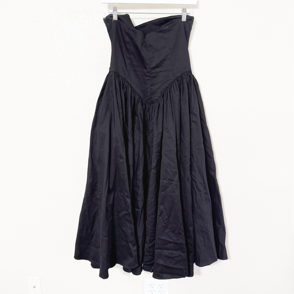 NWT Delfi Collective Imani Strapless Black Midi Cocktail Cotton Flare Dress - Picture 4 of 10